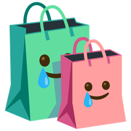 Shopping bags and Smiling face with tear