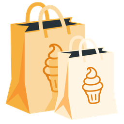shopping bags and soft ice cream