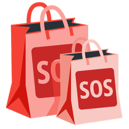 shopping bags and SOS button
