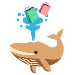 shopping bags and spouting whale