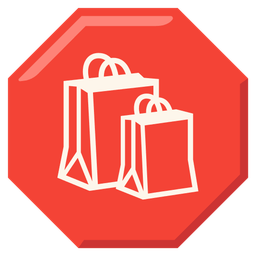 shopping bags and stop sign