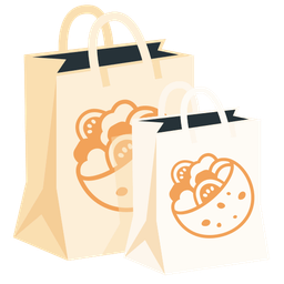 shopping bags and stuffed flatbread