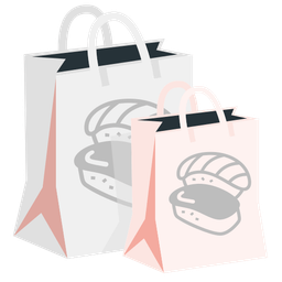 shopping bags and sushi