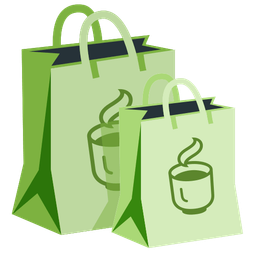 shopping bags and teacup without handle