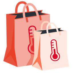 shopping bags and thermometer