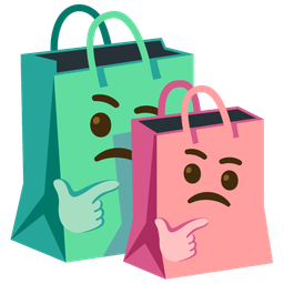 shopping bags and thinking face