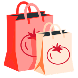 shopping bags and tomato