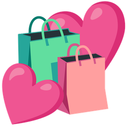 shopping bags and two hearts