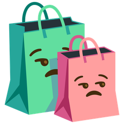 shopping bags and unamused face