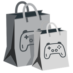 shopping bags and video game