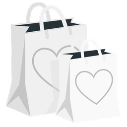 shopping bags and white heart