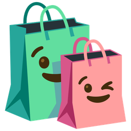 Shopping bags and Winking face