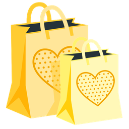 shopping bags and yellow heart