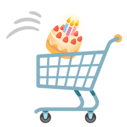 shopping cart and birthday cake