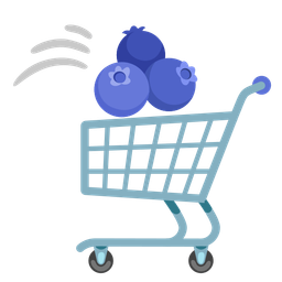 shopping cart and blueberries