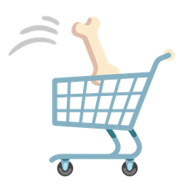 shopping cart and bone
