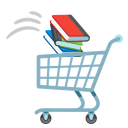 shopping cart and books