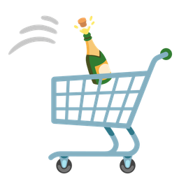 shopping cart and bottle with popping cork