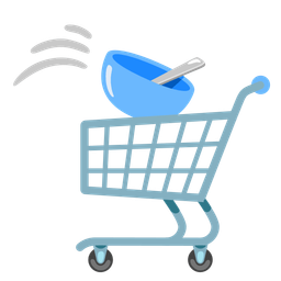 shopping cart and bowl with spoon