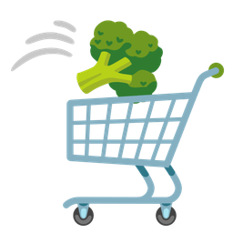 shopping cart and broccoli