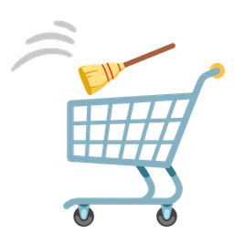 shopping cart and broom