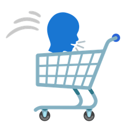 shopping cart and busts in silhouette