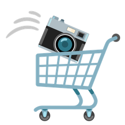 shopping cart and camera