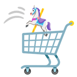 shopping cart and carousel horse