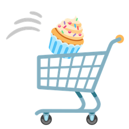 shopping cart and cupcake