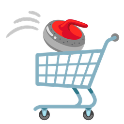 shopping cart and curling stone