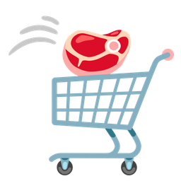 shopping cart and cut of meat