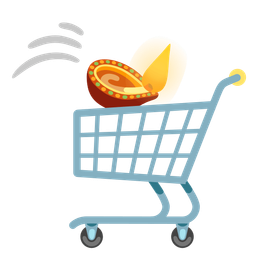 shopping cart and diya lamp