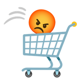 shopping cart and enraged face