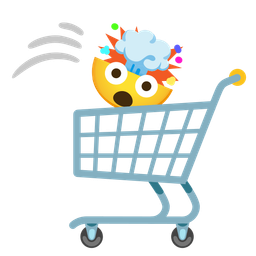 shopping cart and exploding head