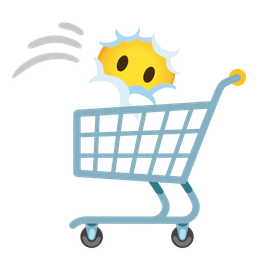 shopping cart and face in clouds