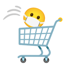 shopping cart and face with medical mask