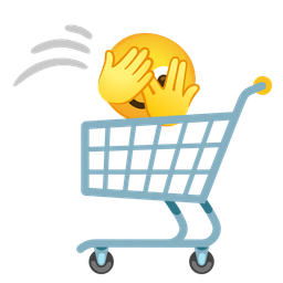 shopping cart and face with peeking eye