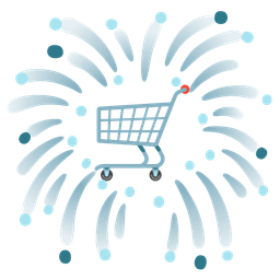 shopping cart and fireworks