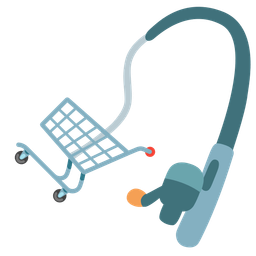 shopping cart and fishing pole