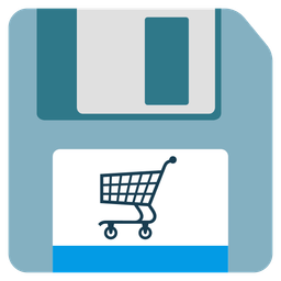 shopping cart and floppy disk