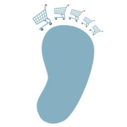 shopping cart and footprints
