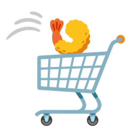 shopping cart and fried shrimp