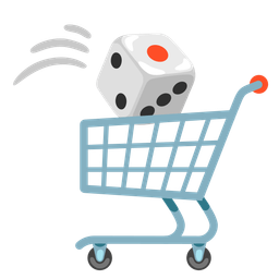 shopping cart and game die