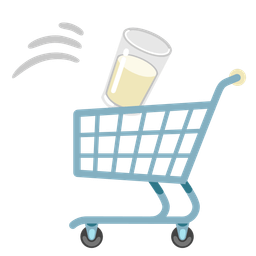 shopping cart and glass of milk