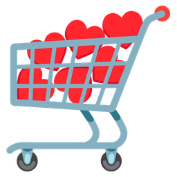 shopping cart and heart suit