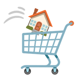 shopping cart and house