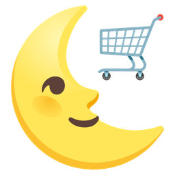 shopping cart and last quarter moon face