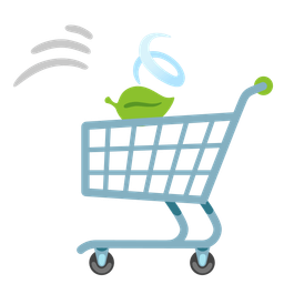 shopping cart and leaf fluttering in wind