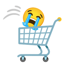 shopping cart and loudly crying face