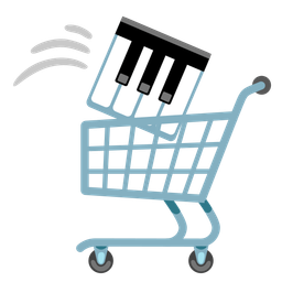 shopping cart and musical keyboard